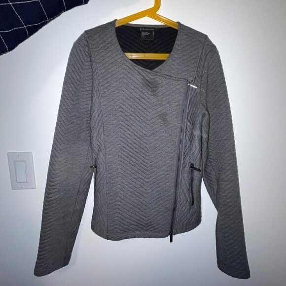 Armani Exchange Women's Gray Chevron Quilted Knit Jacket Size Small - Picture 5 of 11